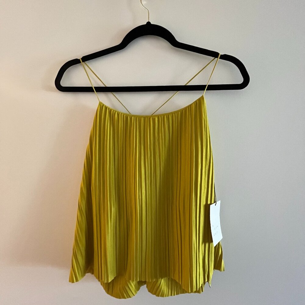 A New Day Chartreuse Pleated Tank Top